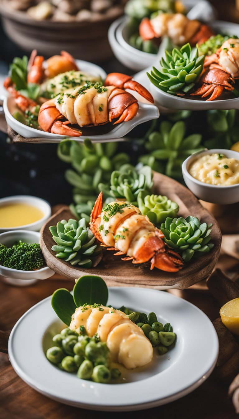 A succulent lobster tail drizzled with garlic butter surrounded by 25 keto-friendly options at the Aquarium Cafe