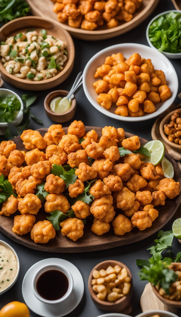 A platter of buffalo cauliflower bites surrounded by 25 keto-friendly options at the Aquarium Cafe