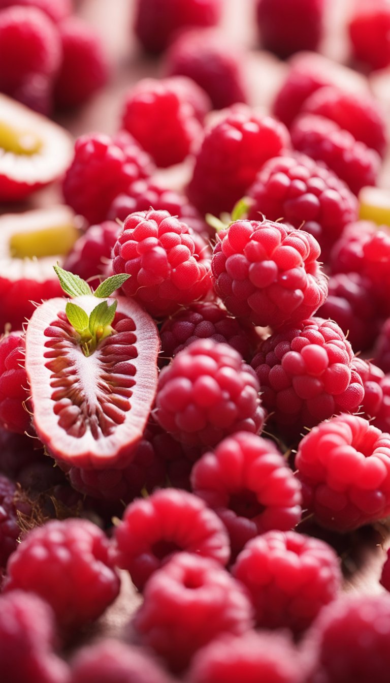 A pile of fresh raspberries surrounded by 20 keto food picks