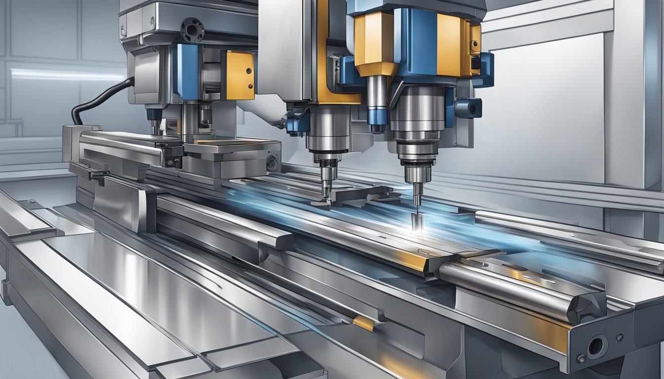A precision milling machine carving metal with high-speed precision