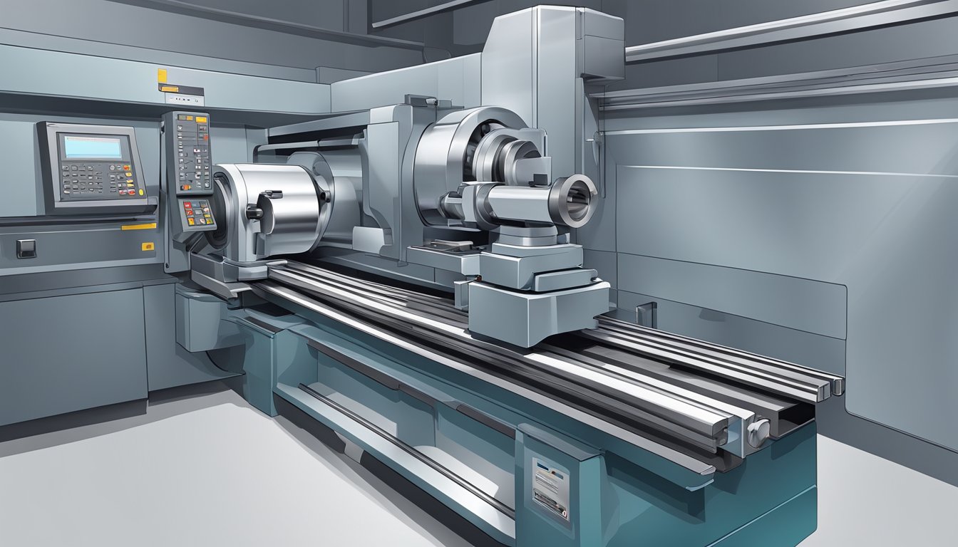 What Is CNC Lathe Machine: A Complete Guide to Modern Machining Technology 6 A CNC lathe machine in operation, with metal being shaped and cut with precision
