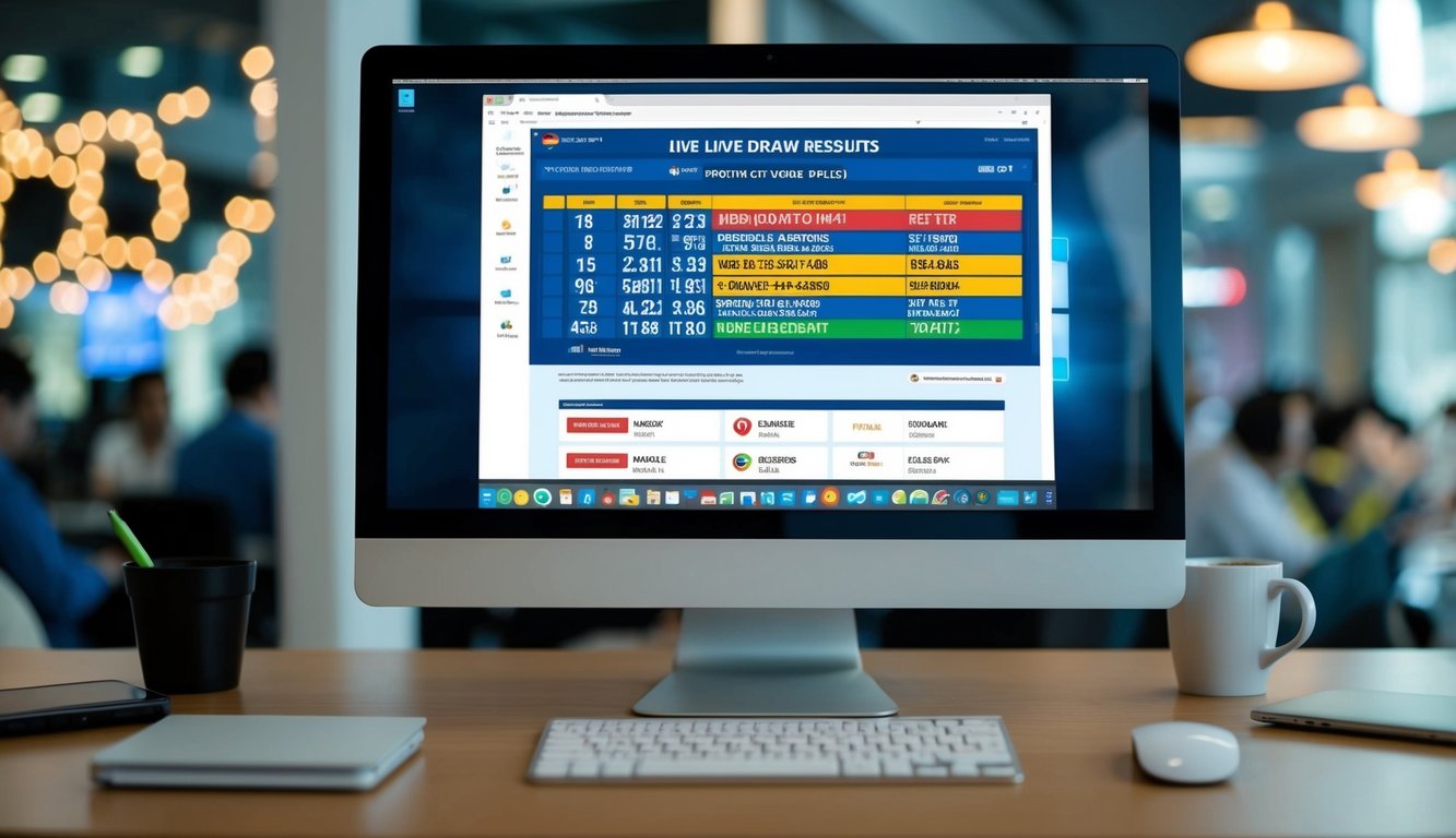 Sebuah layar komputer menampilkan hasil undian langsung untuk situs web togel online