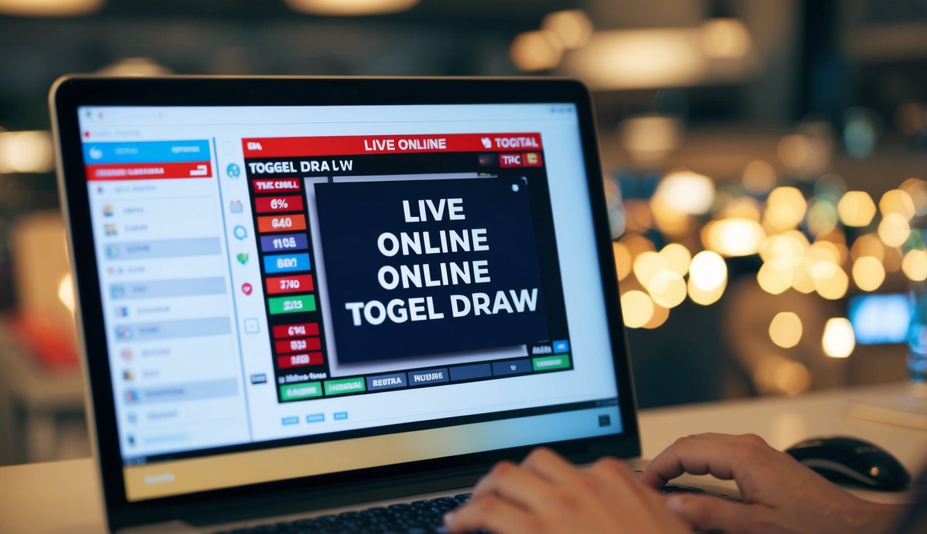 Sebuah layar digital menampilkan undian togel online secara langsung