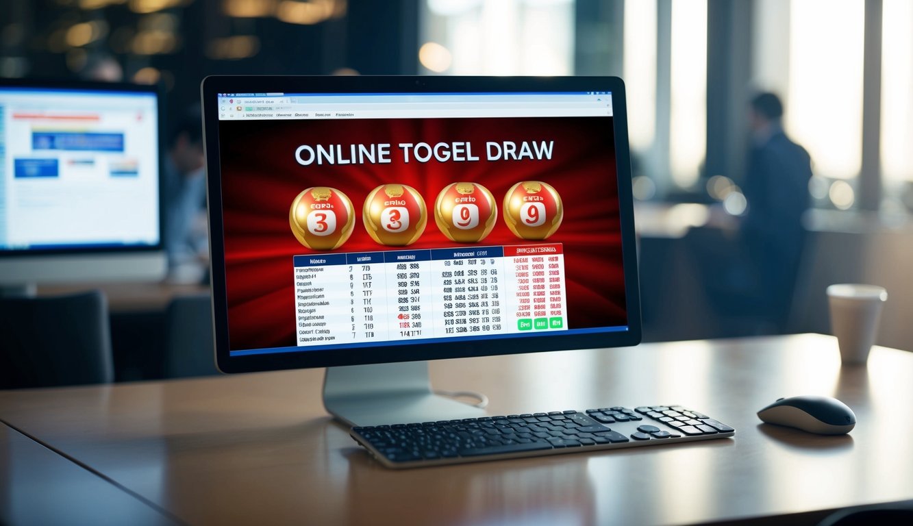 Sebuah layar komputer menampilkan hasil langsung dari undian togel online