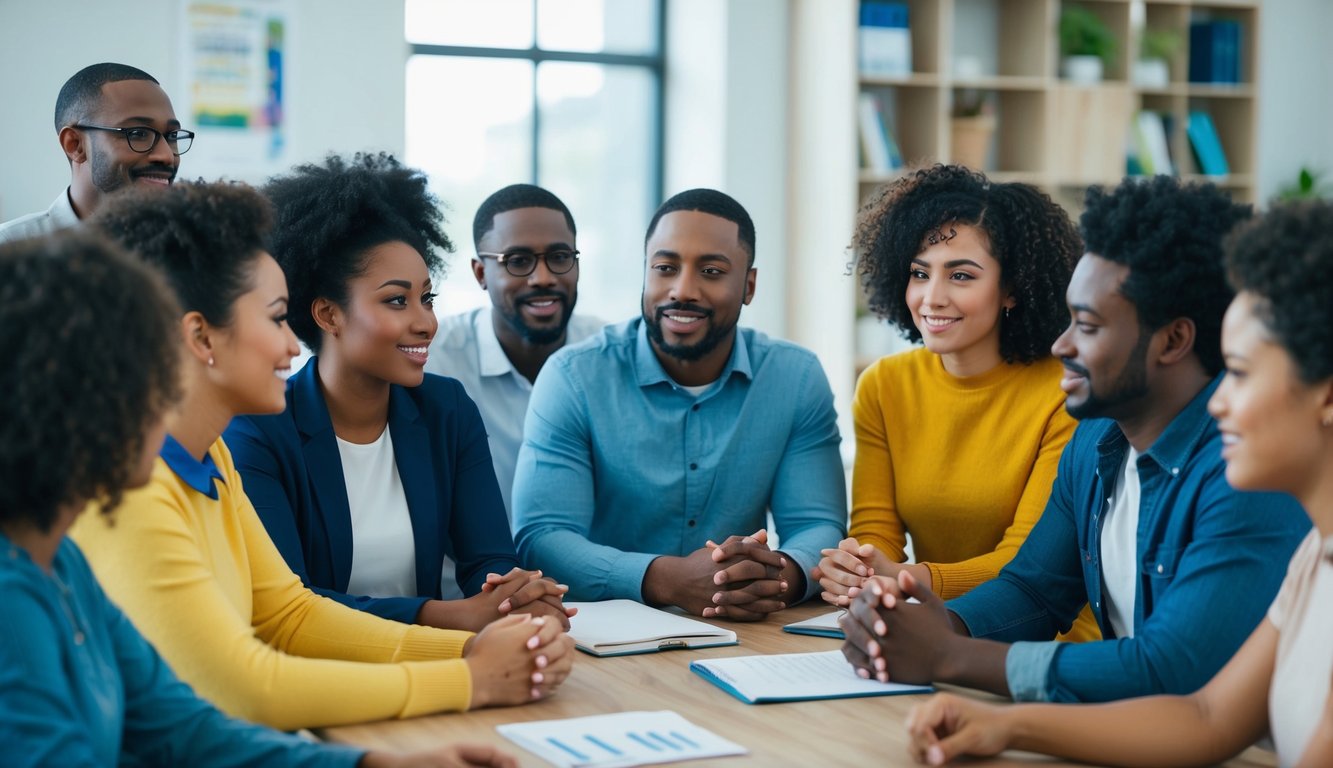 A diverse group of people from various cultural backgrounds engaging in open and respectful communication, demonstrating empathy and understanding towards each other's mental health needs