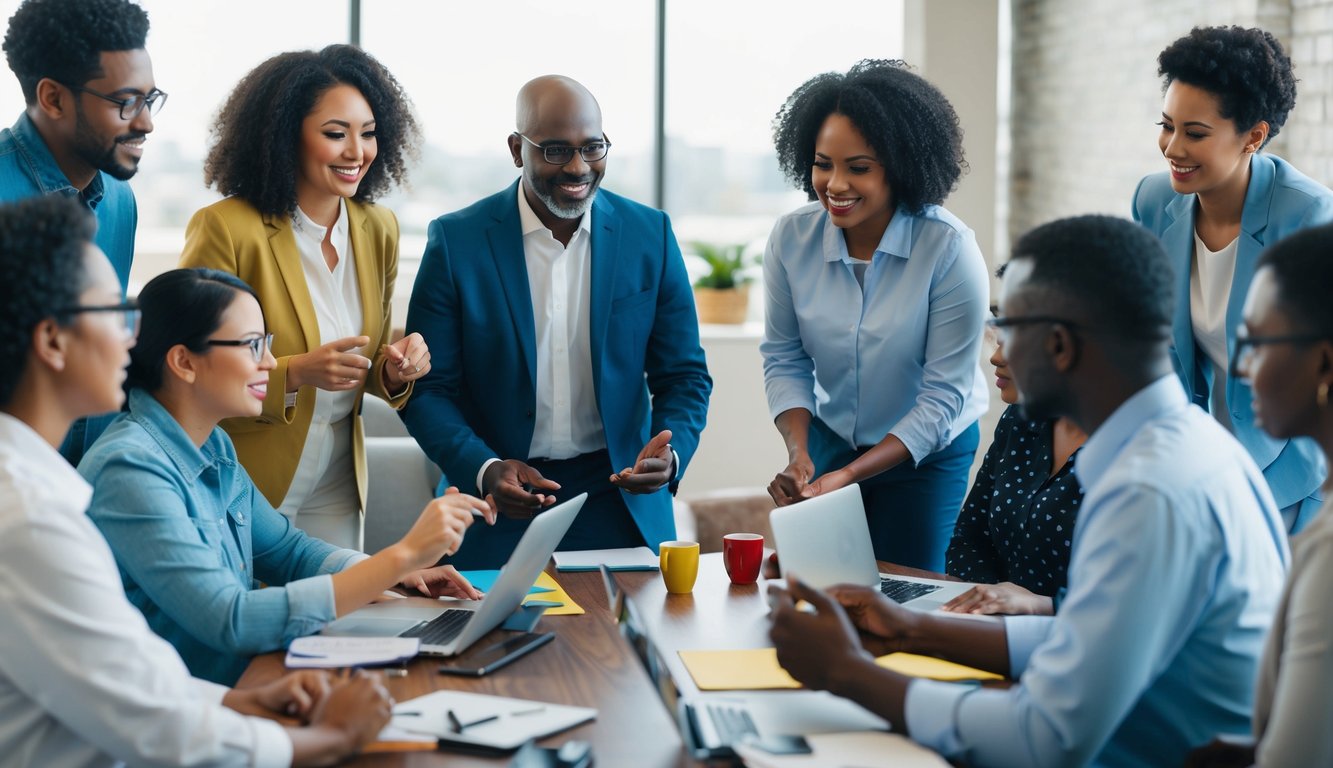 A diverse group of individuals from different generations engaging in various mental health activities and discussions