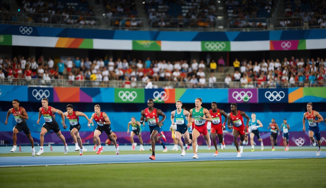 Sebuah stadion yang diisi oleh atlet yang berkompetisi dalam berbagai cabang olahraga Olimpiade