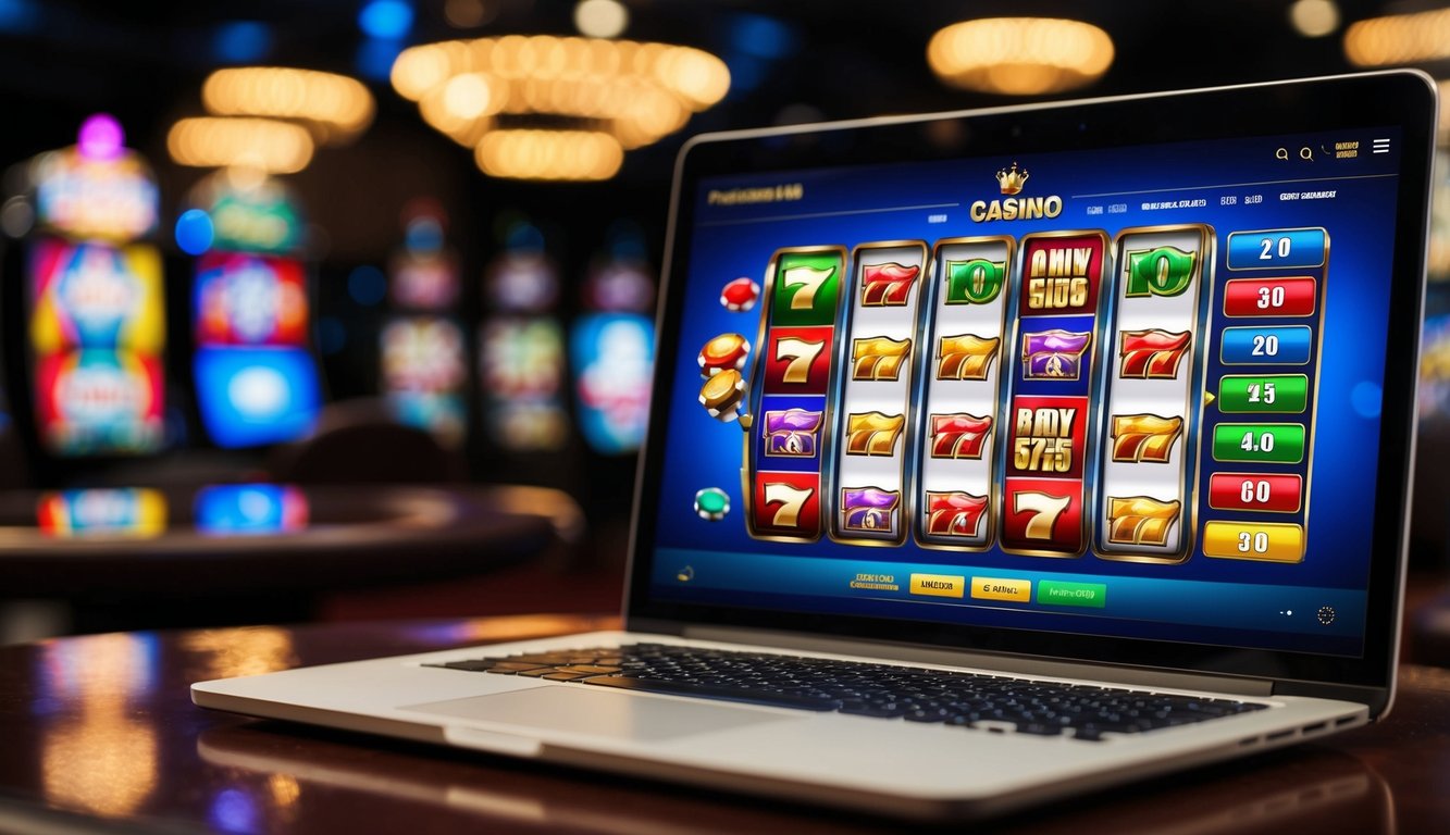 Permainan slot kasino online yang berwarna-warni ditampilkan di antarmuka situs web virtual