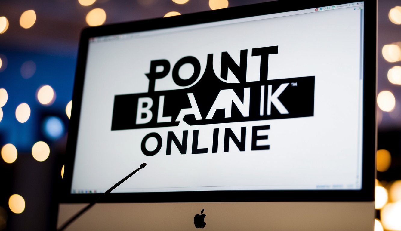 Sebuah layar komputer dengan kursor melayang di atas logo "Point Blank Online"