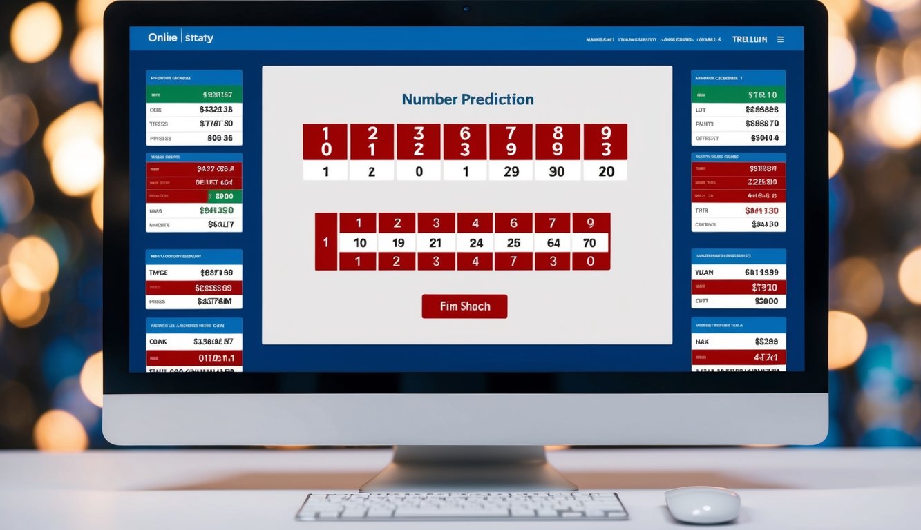 Sebuah layar komputer menampilkan prediksi angka yang akurat untuk situs lotere online