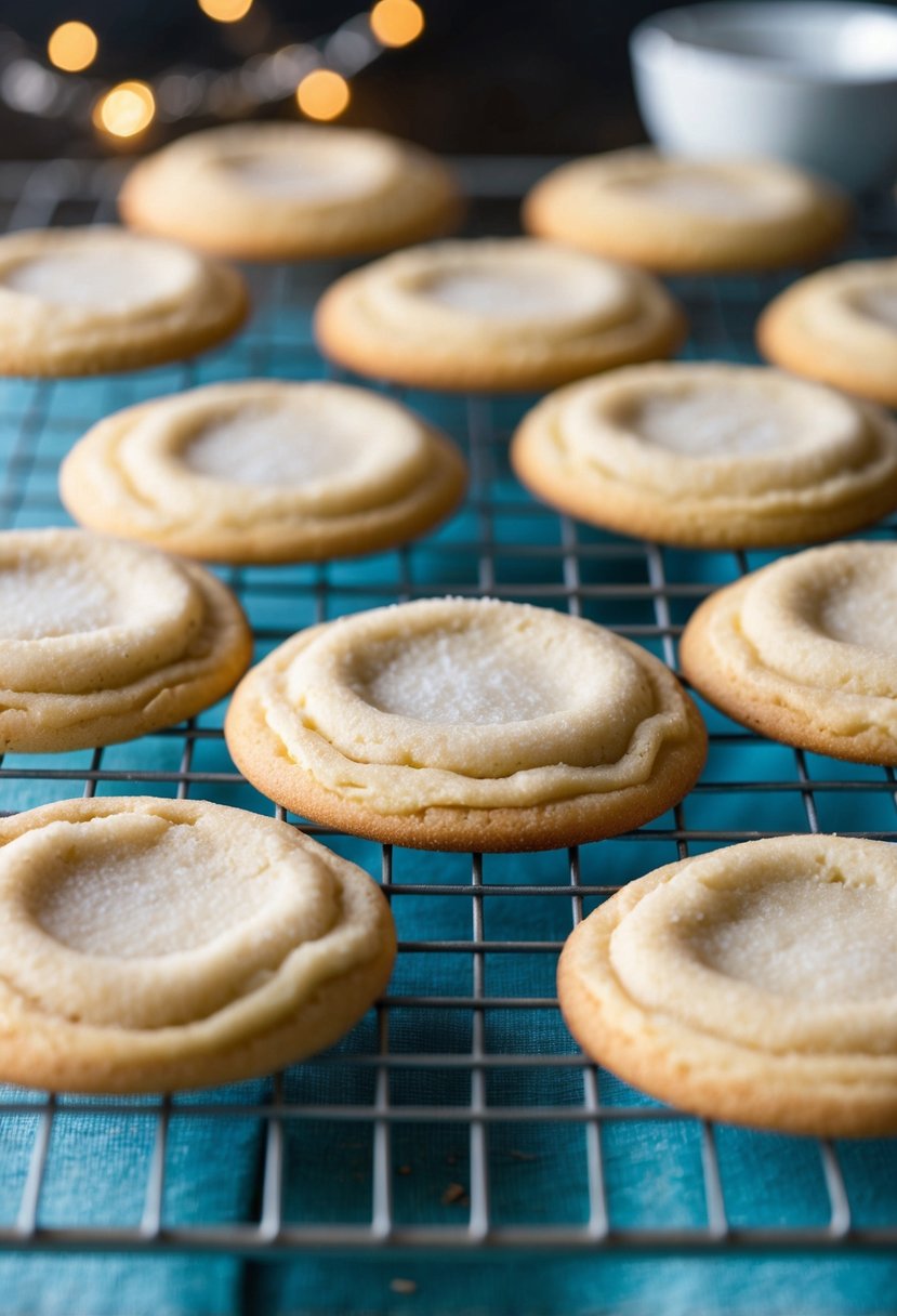 A batch of soft and fluffy sugar cookies cooling on a wire rack