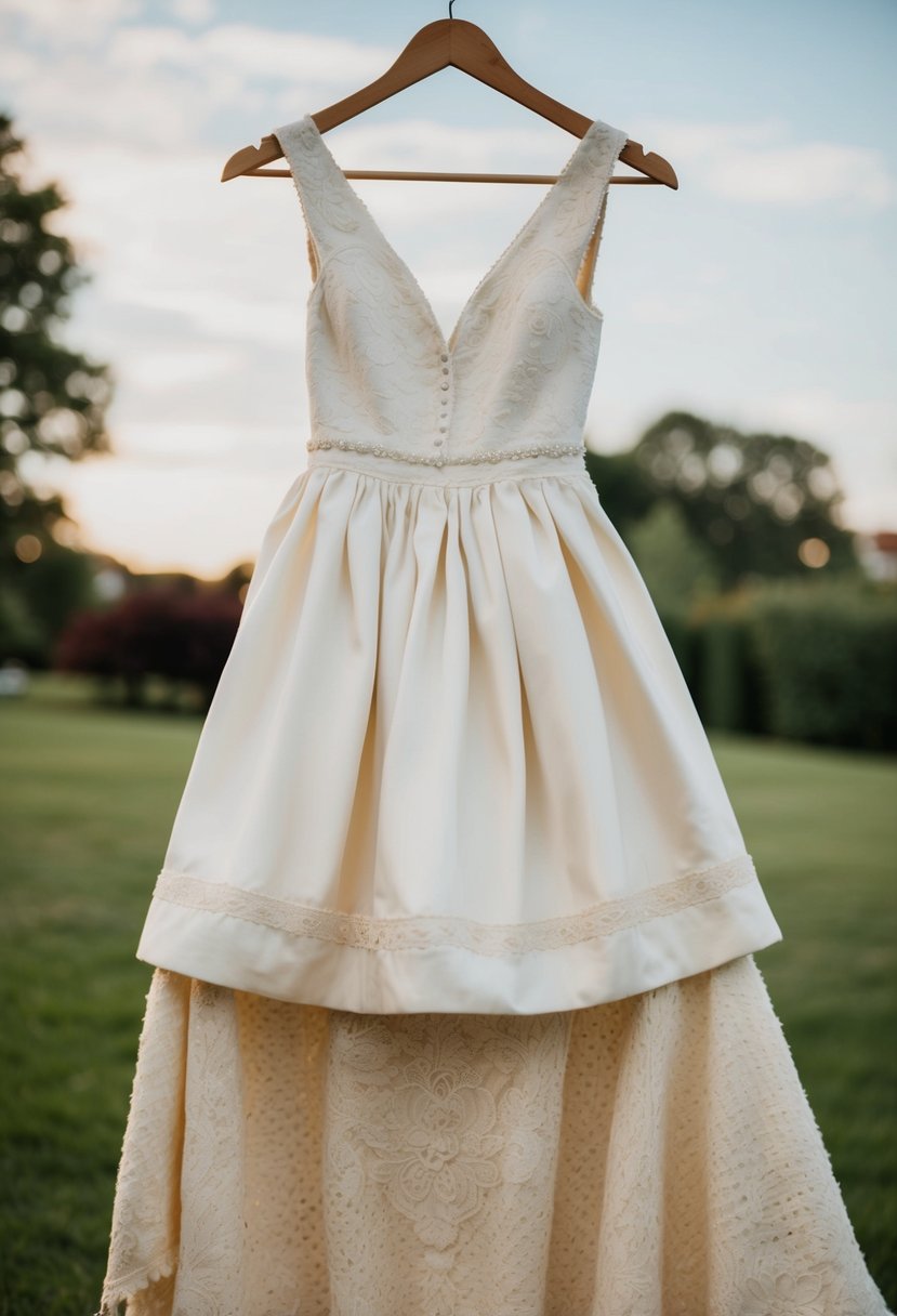 A vintage wedding dress being repurposed into a cozy baby blanket