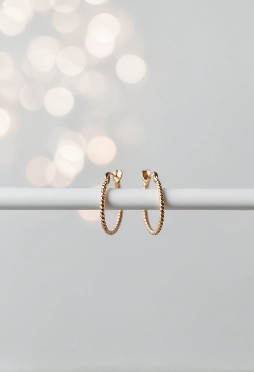 Two delicate white gold threader earrings against a clean, minimalist background