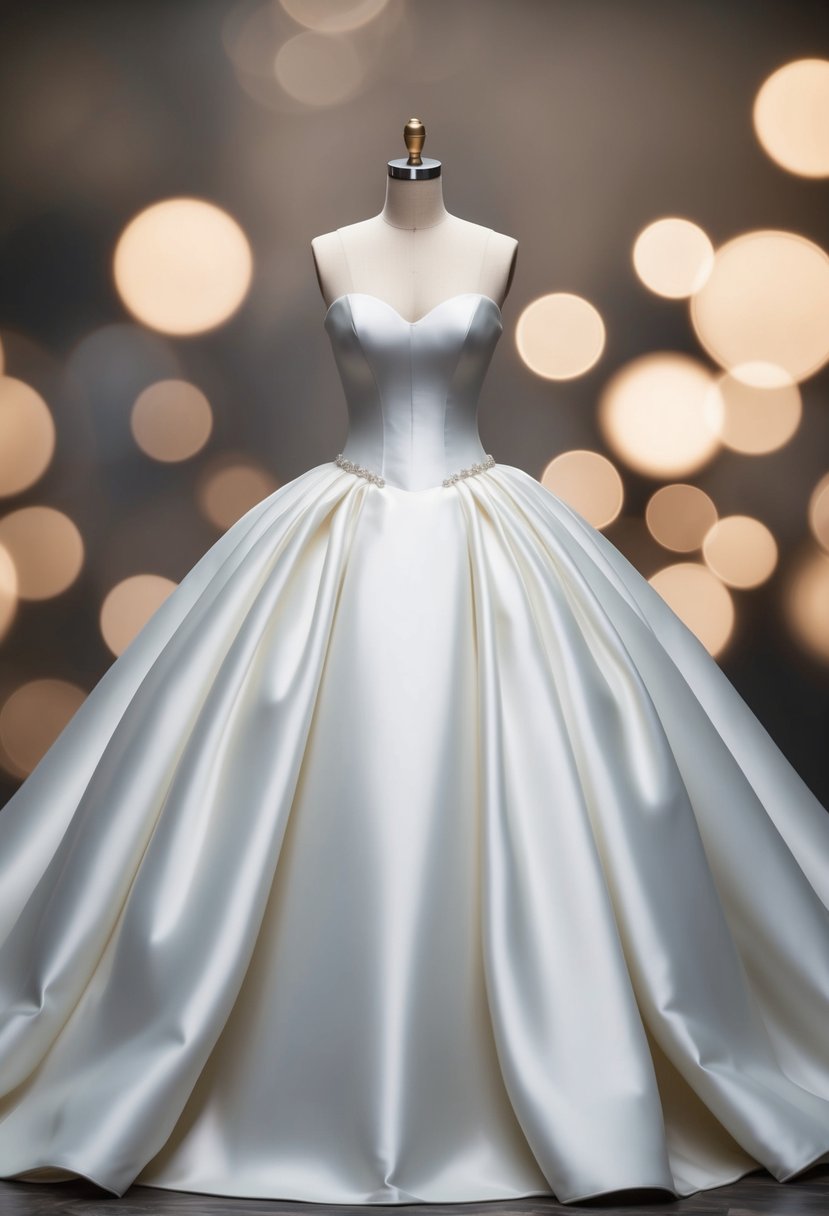 A voluminous skirt billows out from a sleek bodice, creating a dramatic A-line silhouette for a princess wedding dress