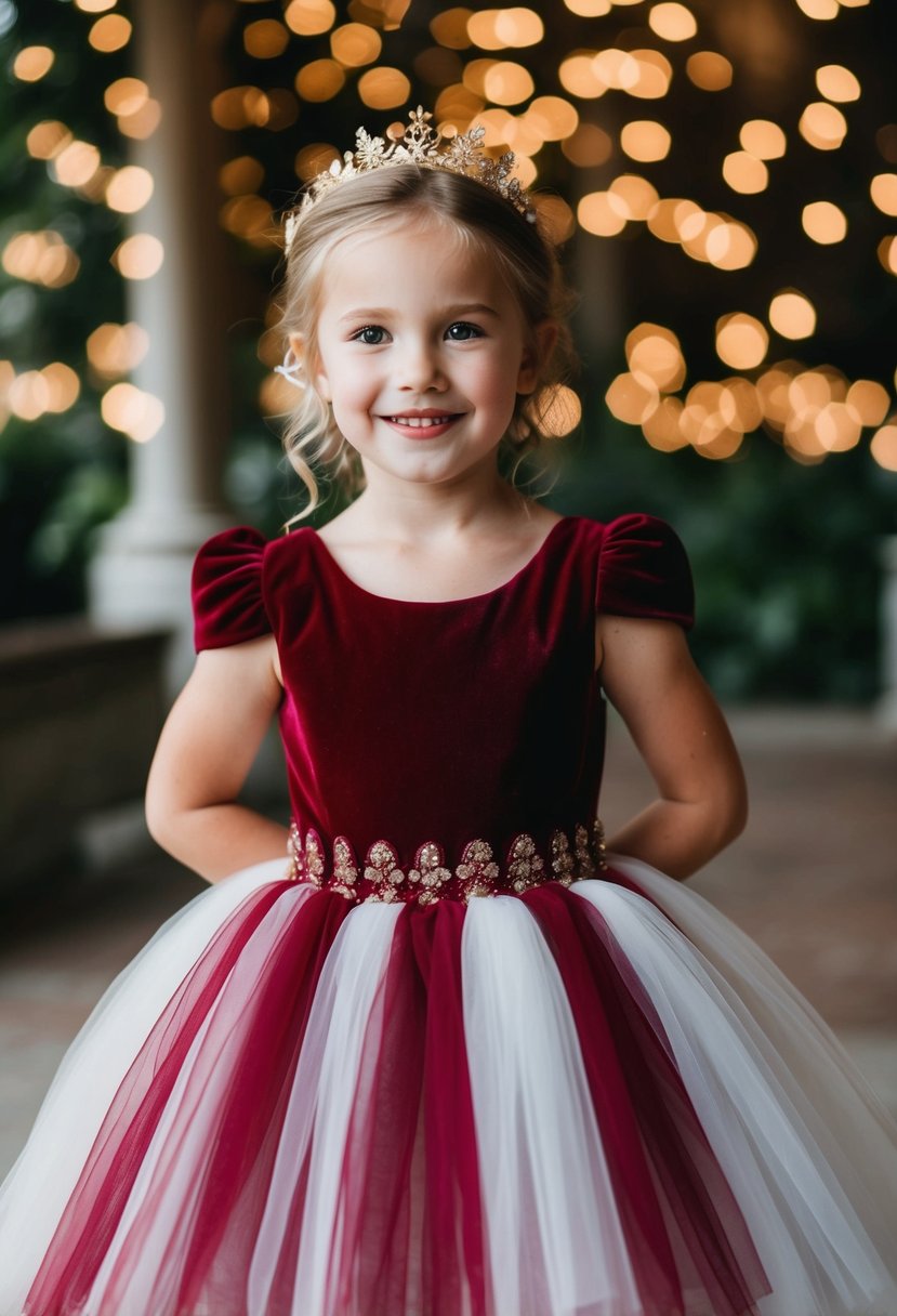 A luxurious velvet and tulle party dress for kids, perfect for a wedding