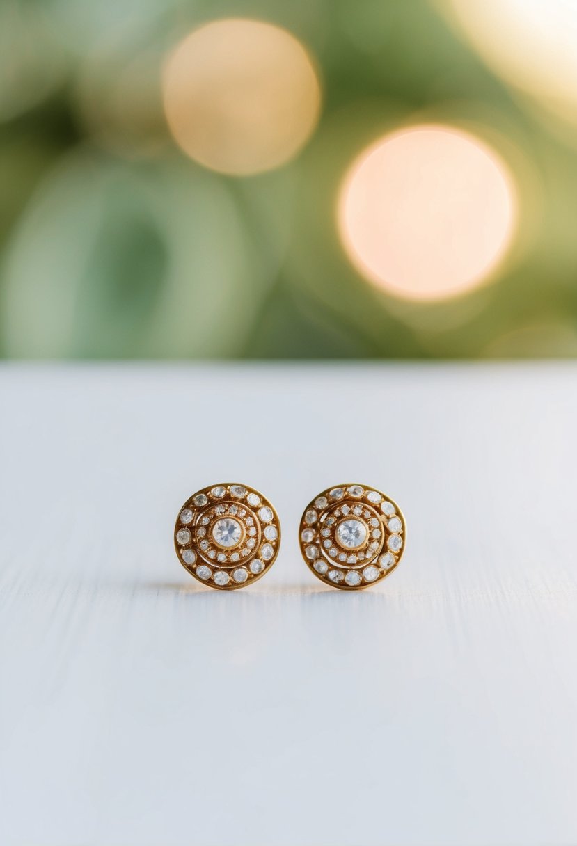 A pair of elegant Kundan earrings on a simple white background