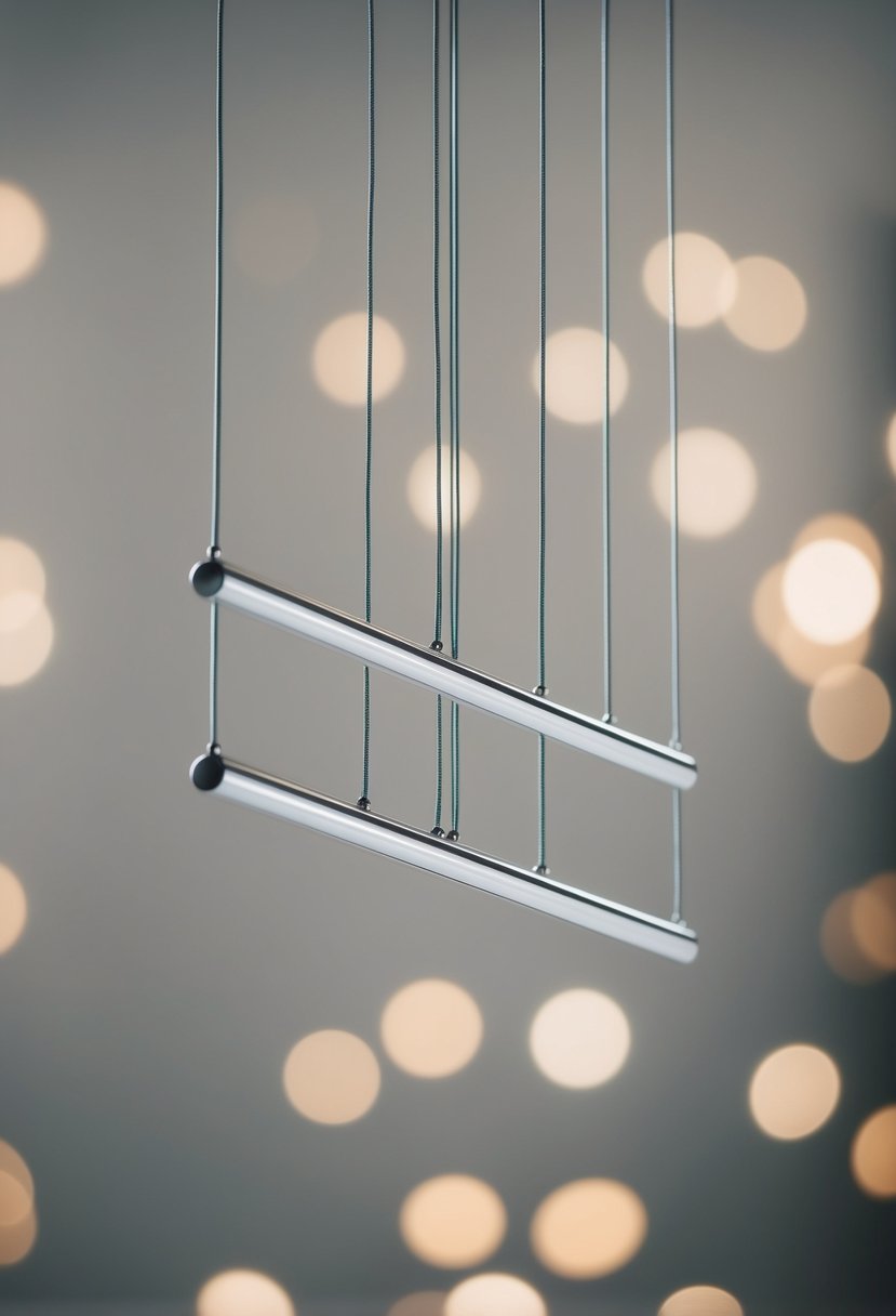 Two simple, parallel silver bars suspended in space