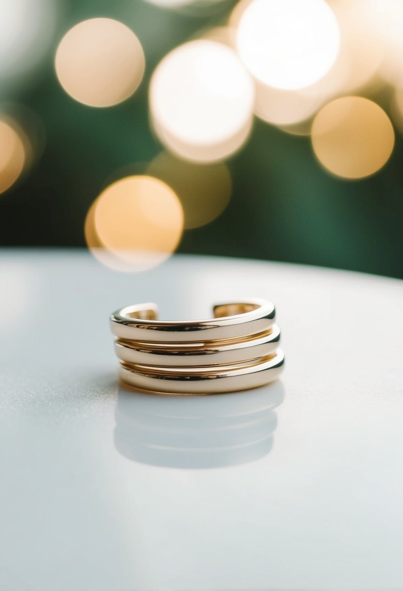 Two simple bar-shaped earrings stacked on a white surface