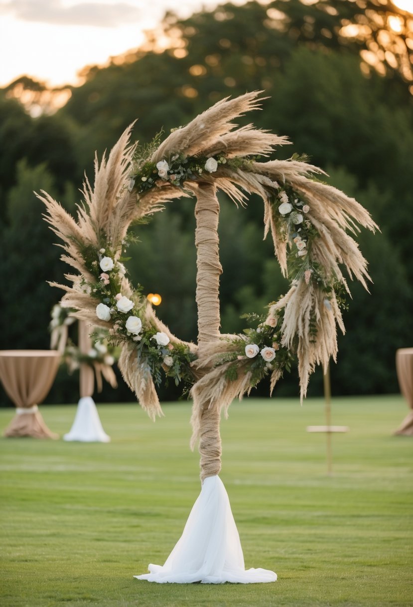 An outdoor wedding scene with heavy, durable decor withstands strong winds