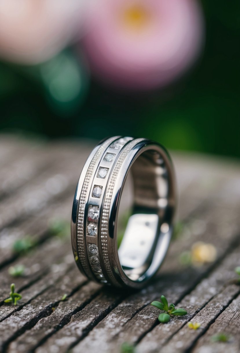 A wedding band being worn during daily activities, such as gardening, cooking, and exercising, showing signs of wear and tear