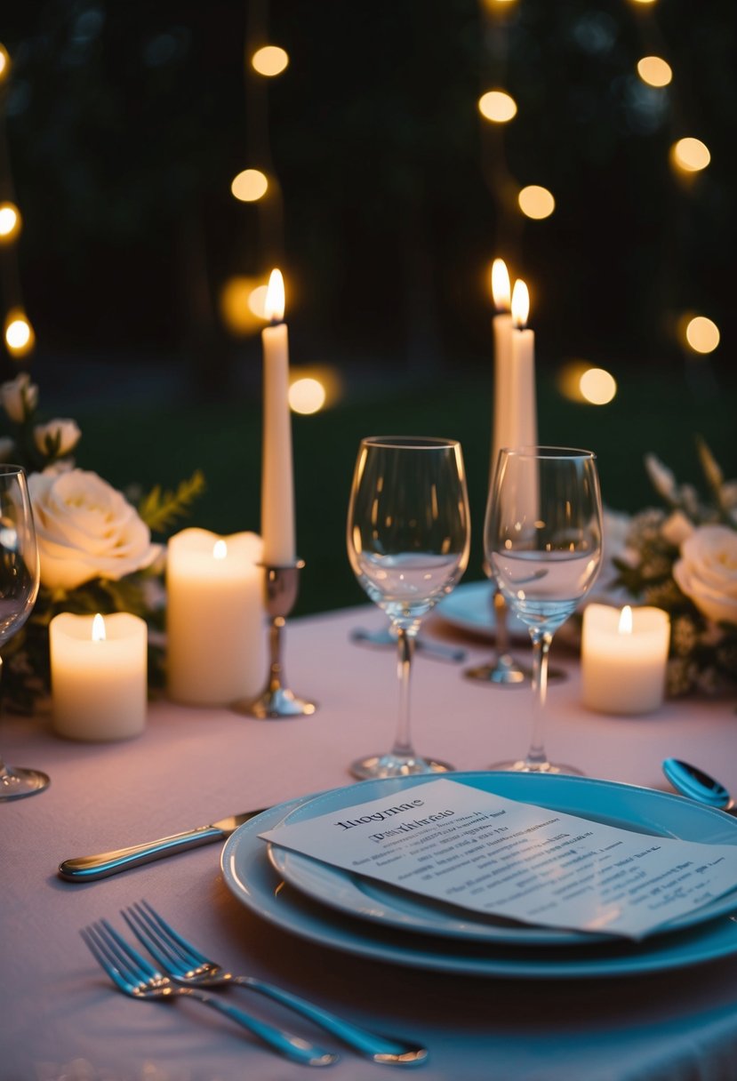 A table set for two, soft candlelight, and a playlist of special songs ready to play on the wedding night