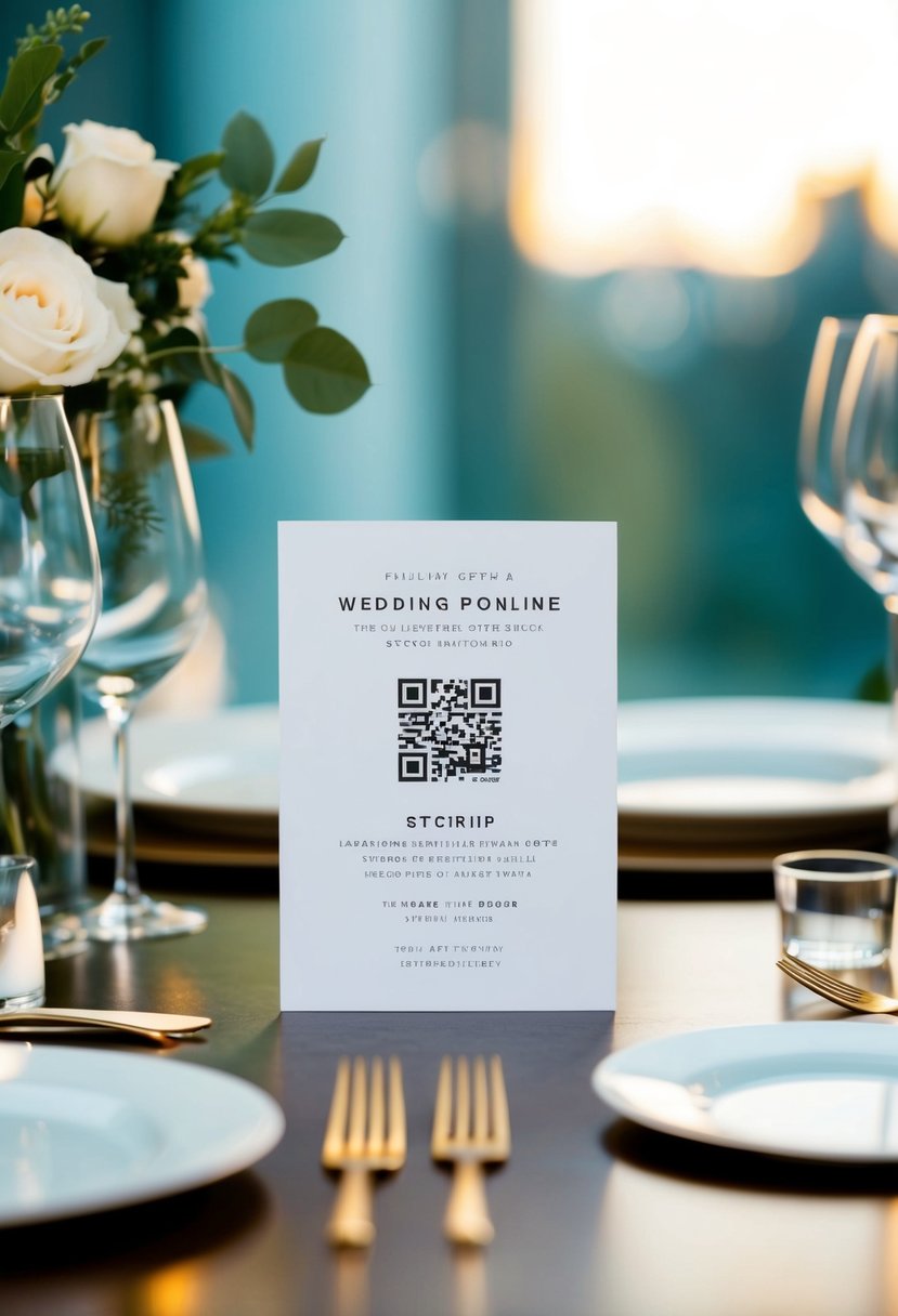 A sleek, modern wedding invitation with a QR code for tech-savvy guests to easily RSVP online