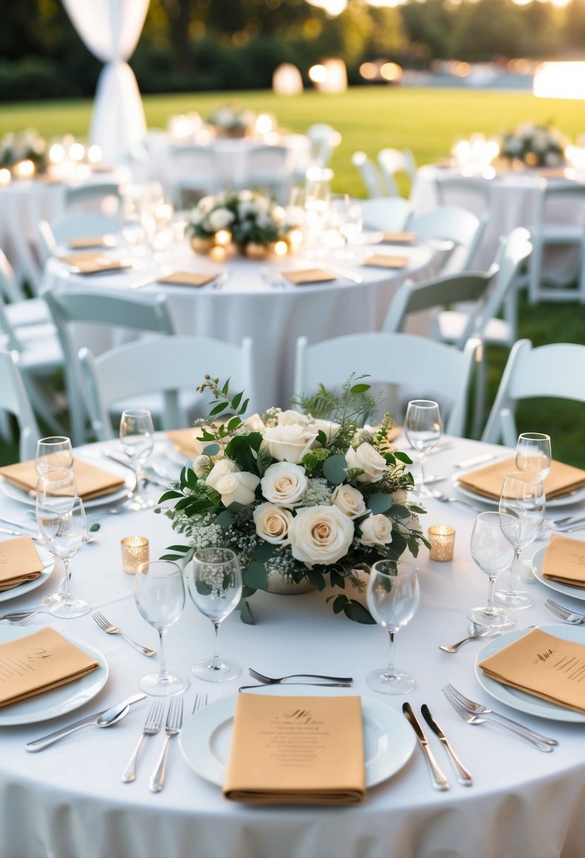 A wedding seating plan with interconnected tables, creating a harmonious flow for family dynamics