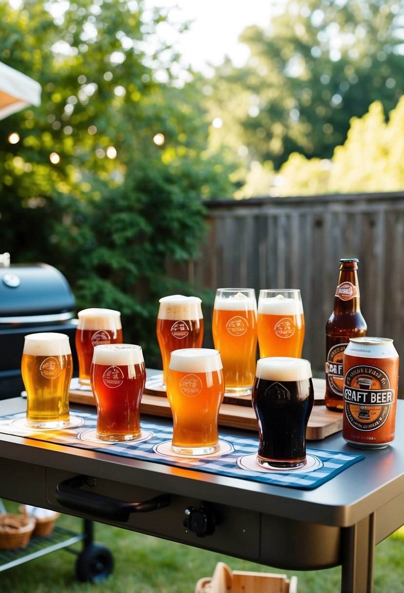 A backyard BBQ with craft beer tasting set up for a wedding shower