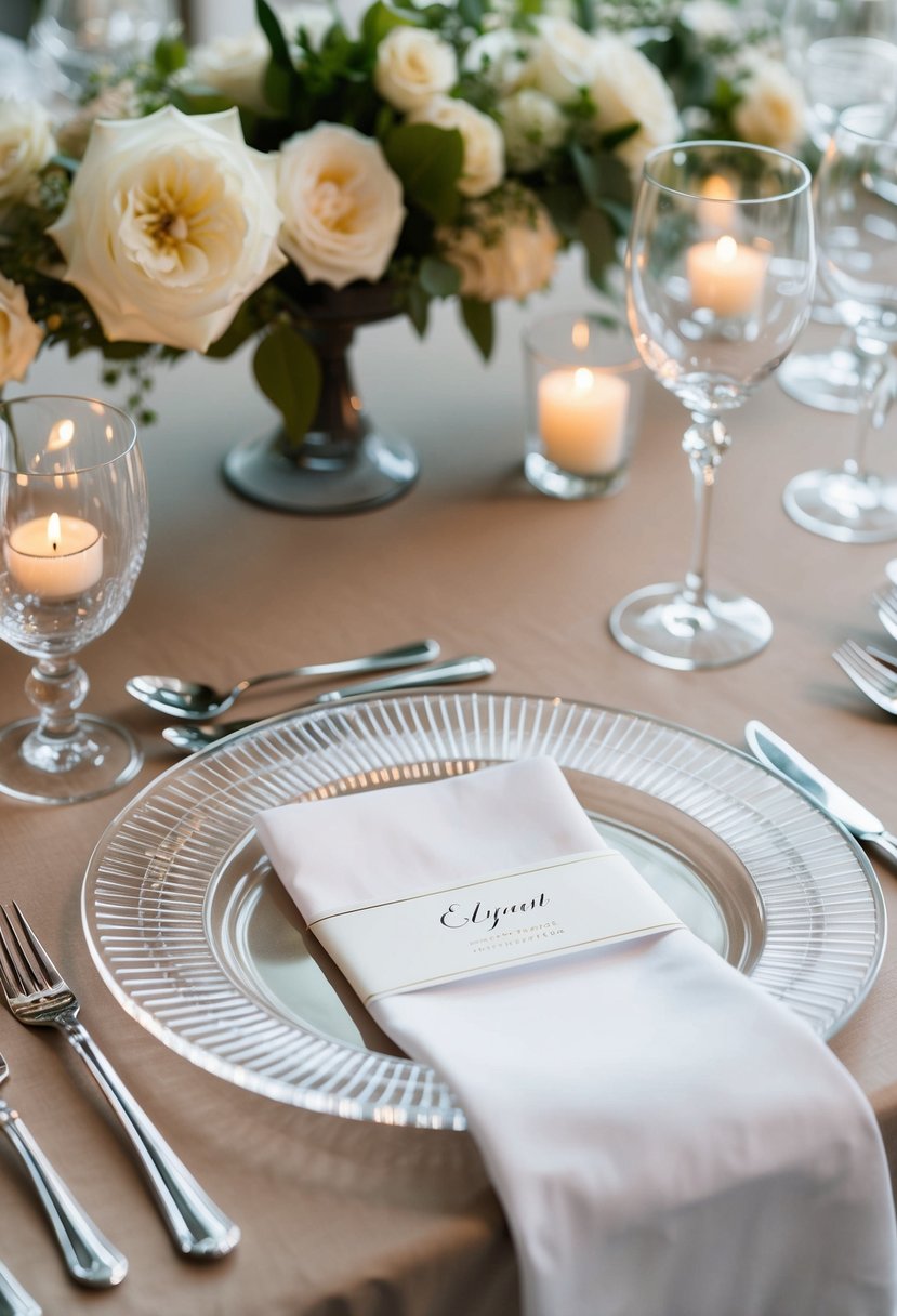 Elegant place settings with translucent acrylic charger plates