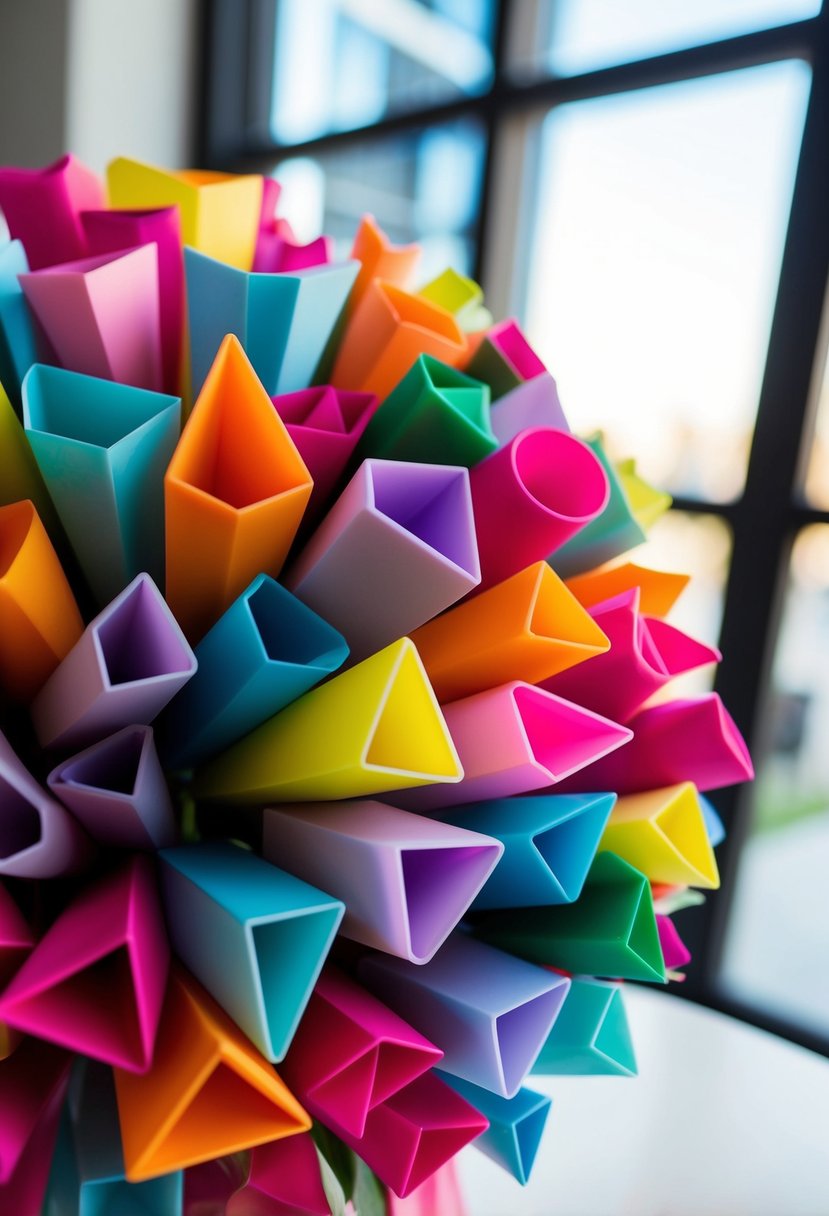 A bouquet of geometric shapes in vibrant colors and modern design