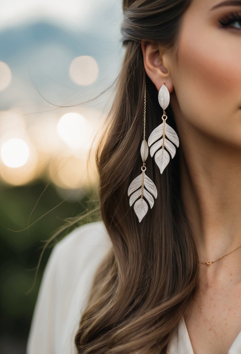 Leaf-shaped drop earrings