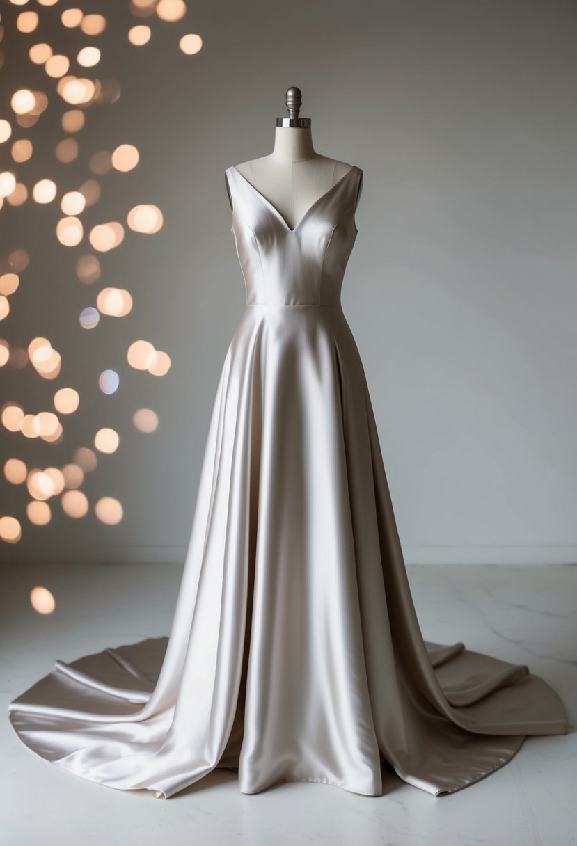 A flowing silk gown in a minimalist style, exuding elegance and grace