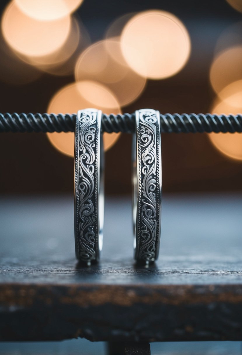 Intricately engraved jewelry-style bars for industrial wedding earrings