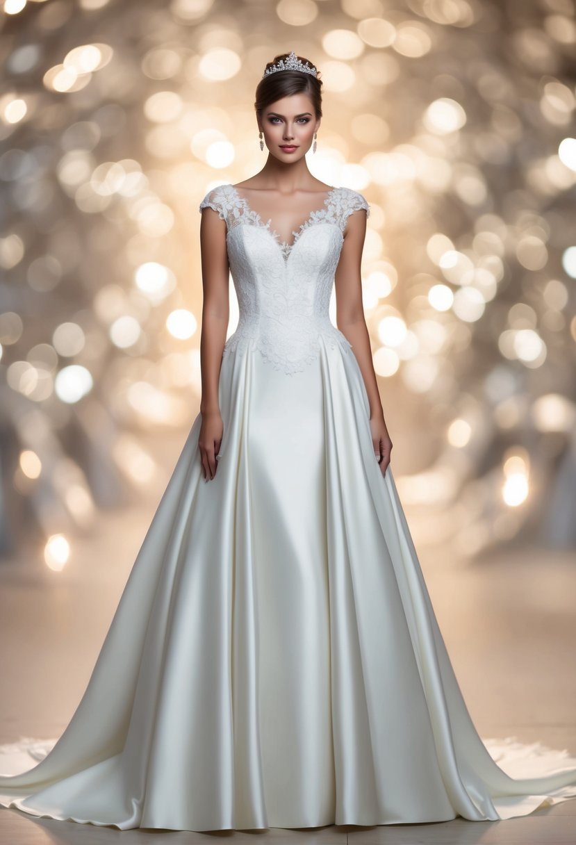 A flowing princess gown with a fitted lace bodice, cascading down in an elegant A-line silhouette