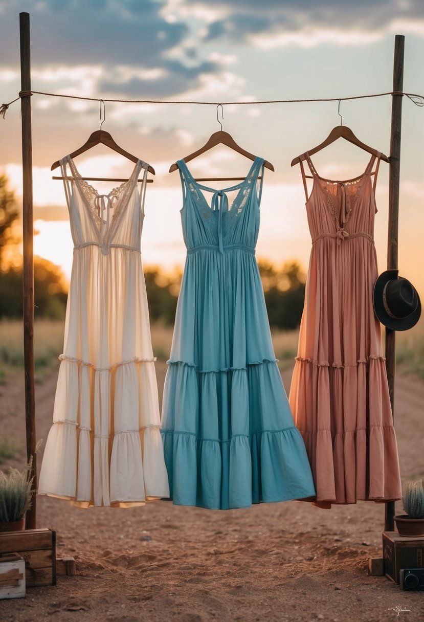 Flowy sundresses in rustic western setting