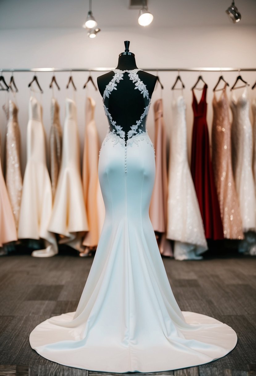 A mermaid gown with illusion back displayed among 50 wedding dress ideas