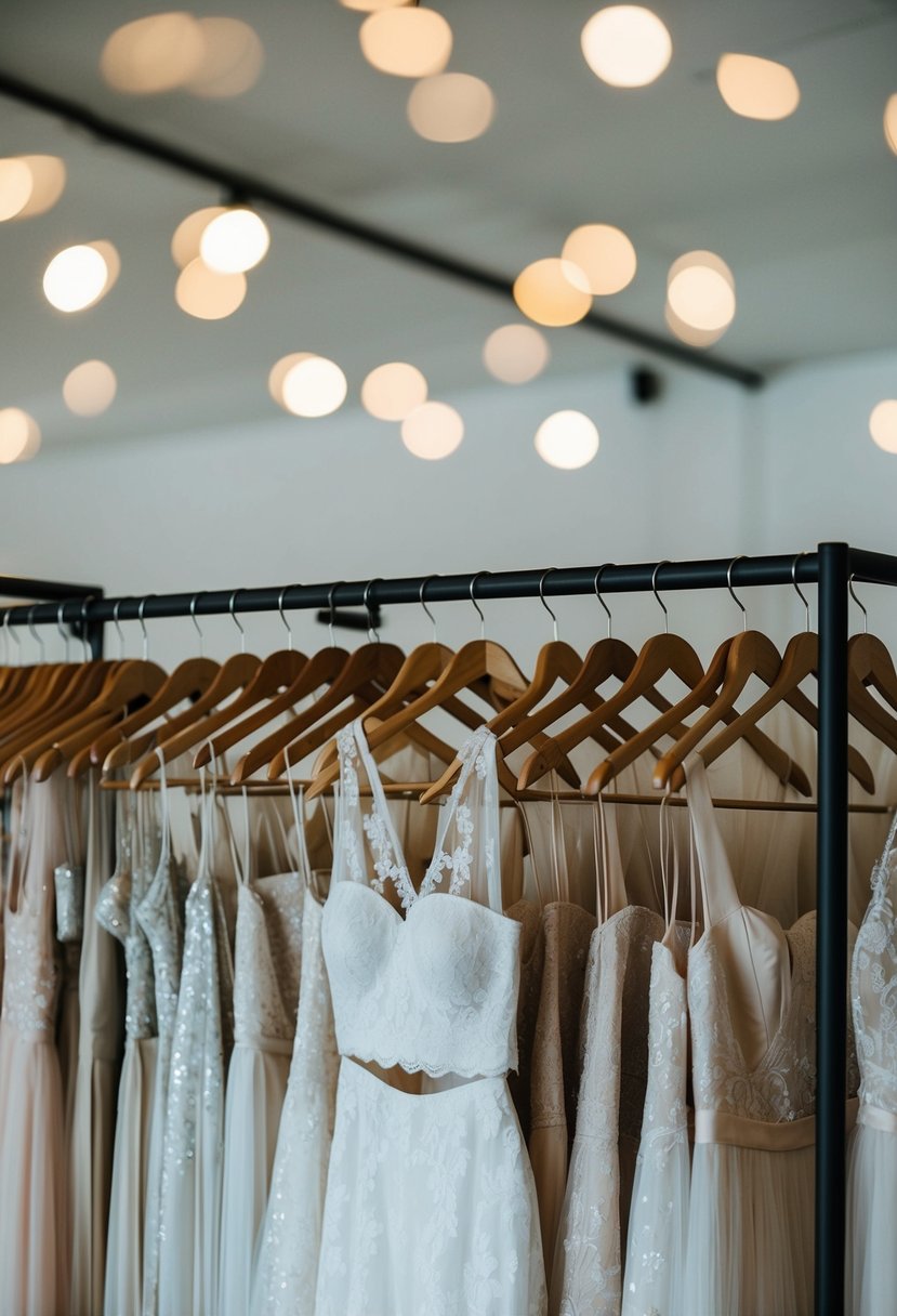 A rack of cropped top over 50 wedding dresses