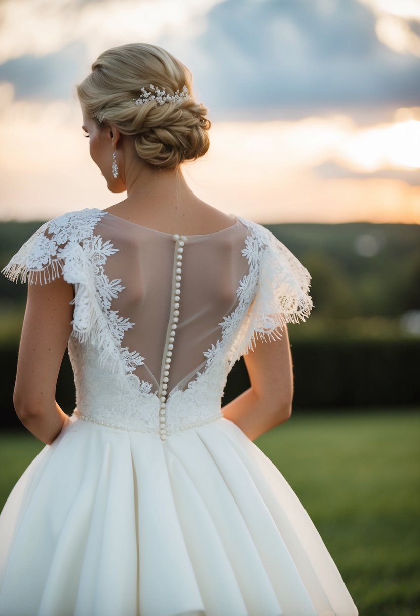 Delicate lace cap sleeves framing a flowing wedding gown