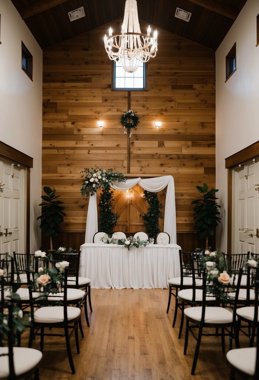 A cozy VFW Hall reception with simple decorations and low-cost wedding venue ideas