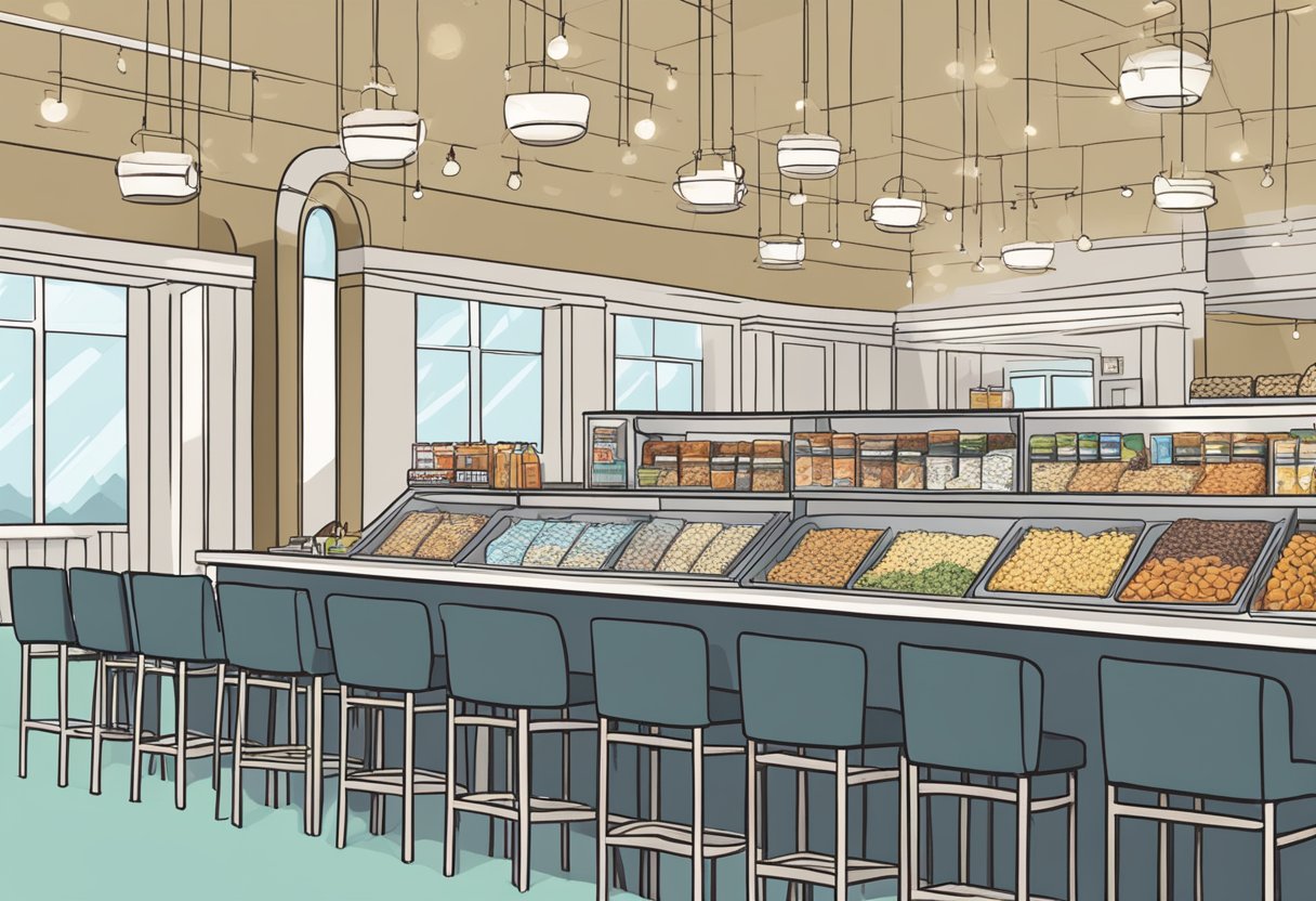 A concert hall snack bar displays Nori Seaweed Snacks among 25 keto-friendly options