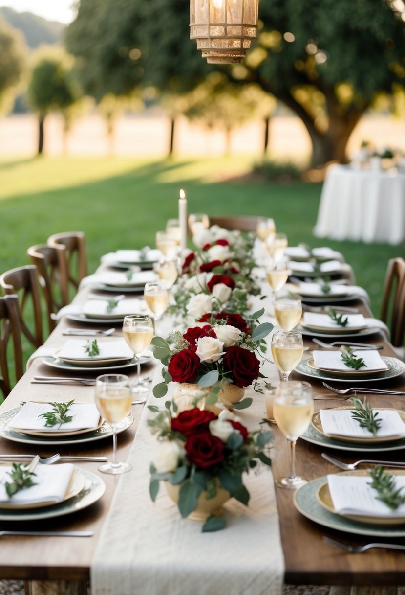 A table set with Tuscan-inspired dishes and decor for an Italian wedding shower