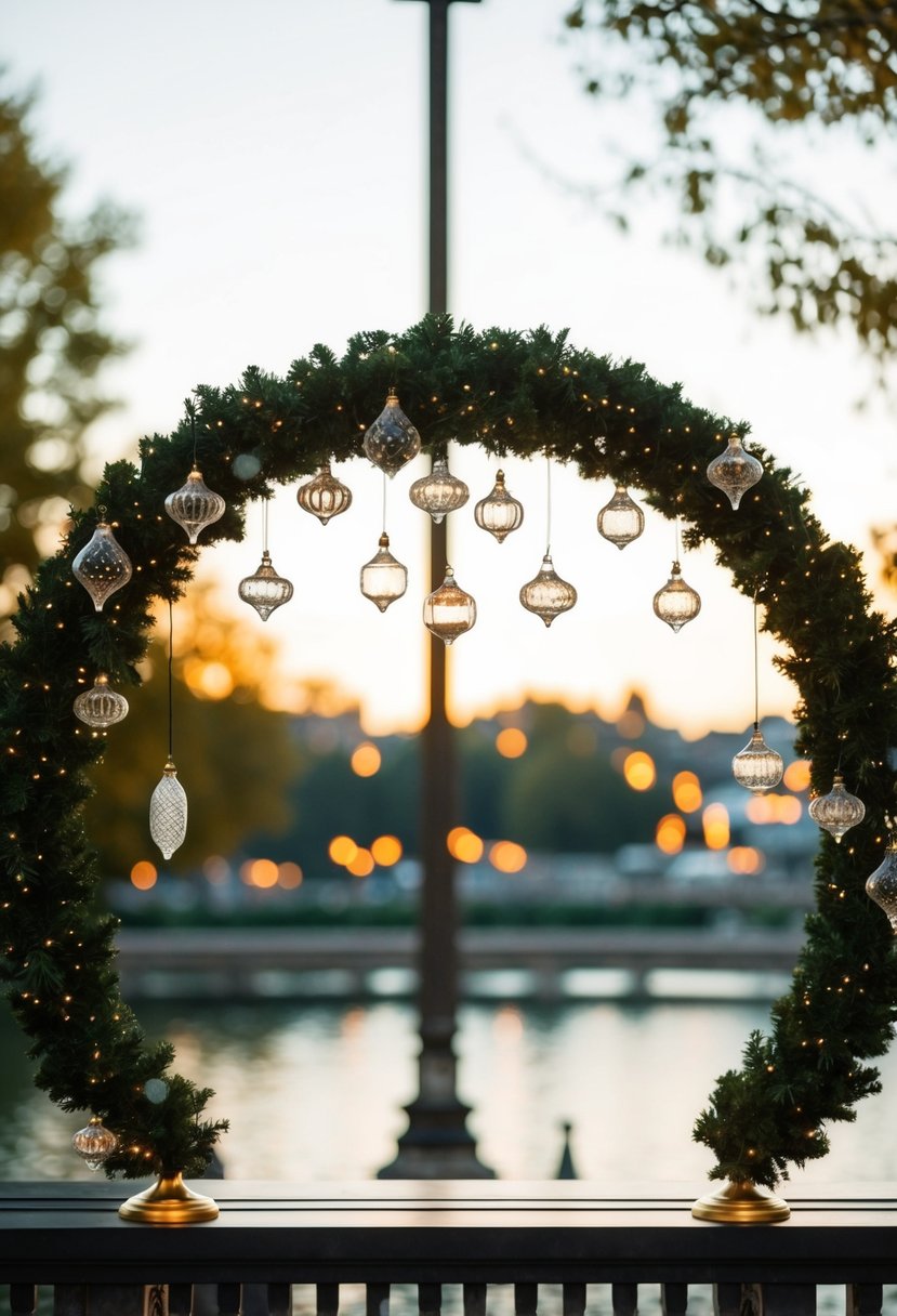 A round arch adorned with glass ornaments