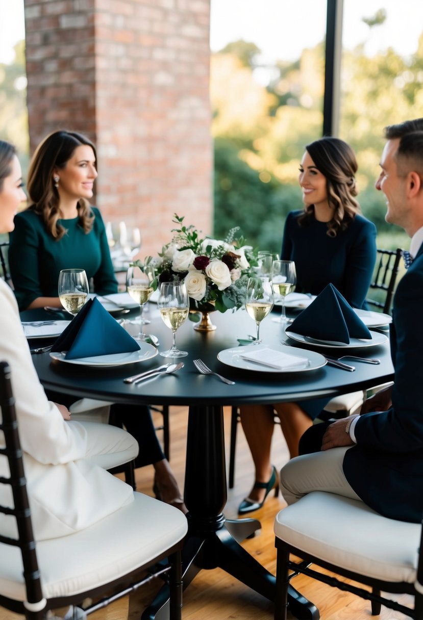 A round table with evenly spaced chairs, allowing for easy conversation among all guests