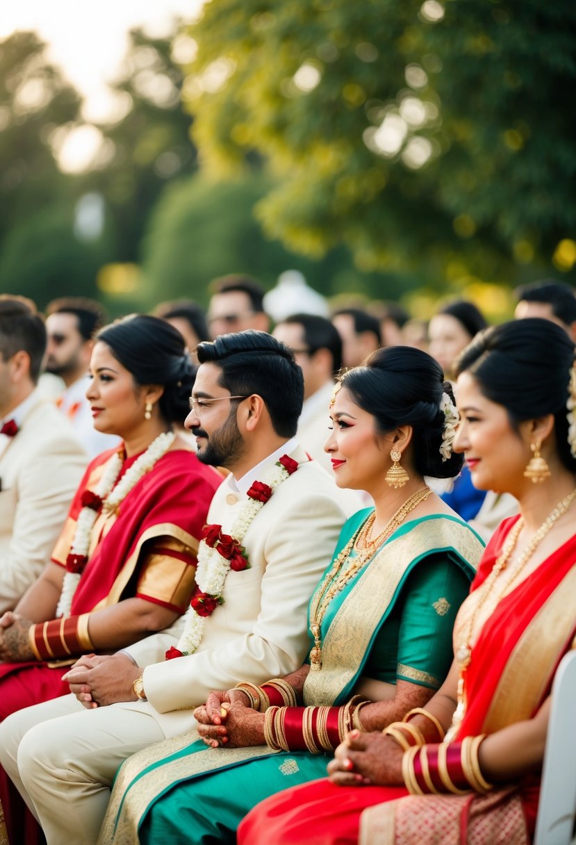 Guests respectfully participating in cultural wedding traditions