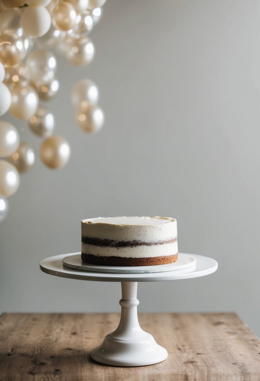 A simple, unadorned cake table with clean lines and neutral colors