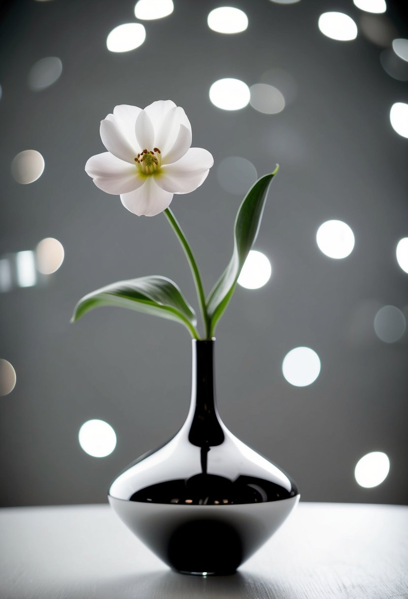 A single, elegant bloom in a sleek, modern vase