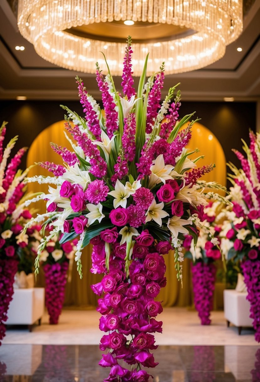 A vibrant bouquet of exotic khaleeji flowers arranged in a lavish, cascading design