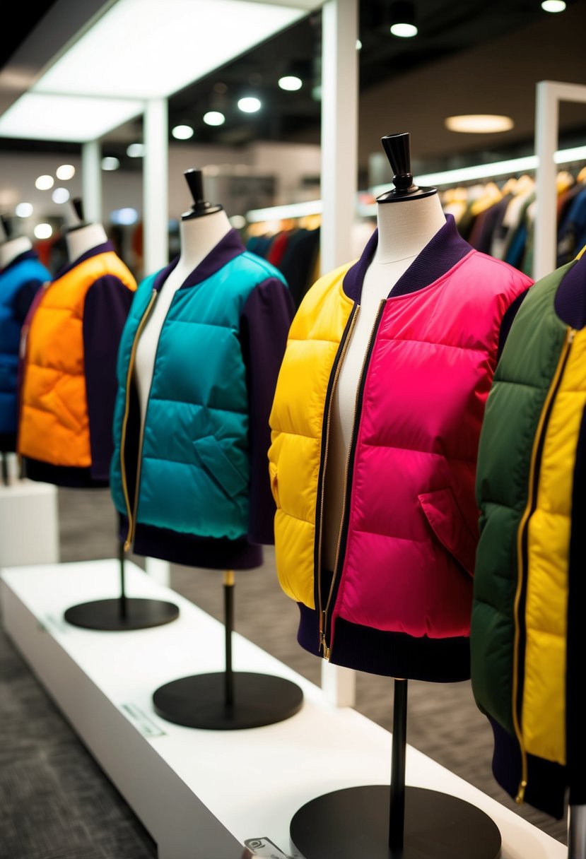 A display of colorful Iro-Uchikake jackets on mannequins