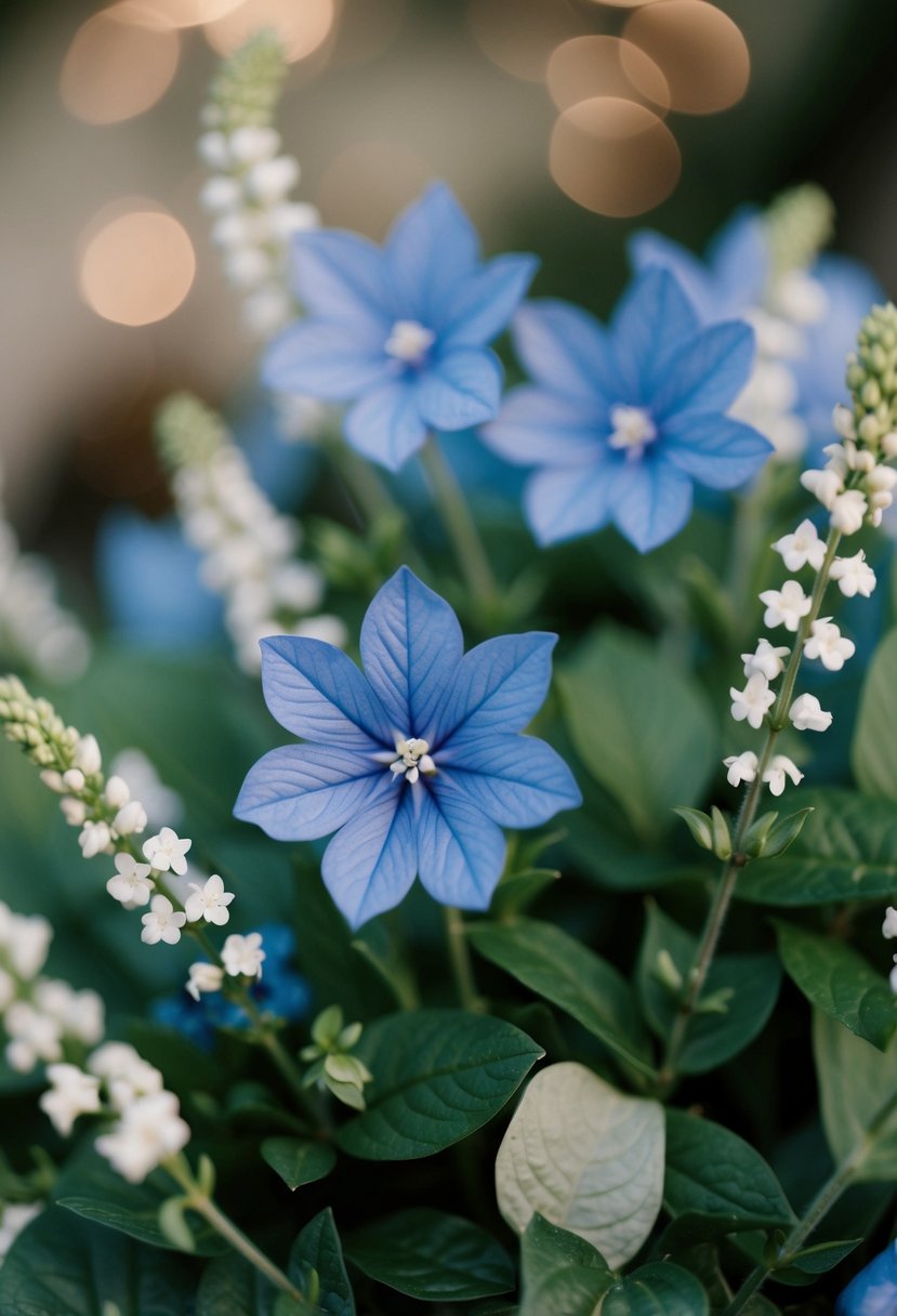 A delicate blue gentian and white verbena bouquet