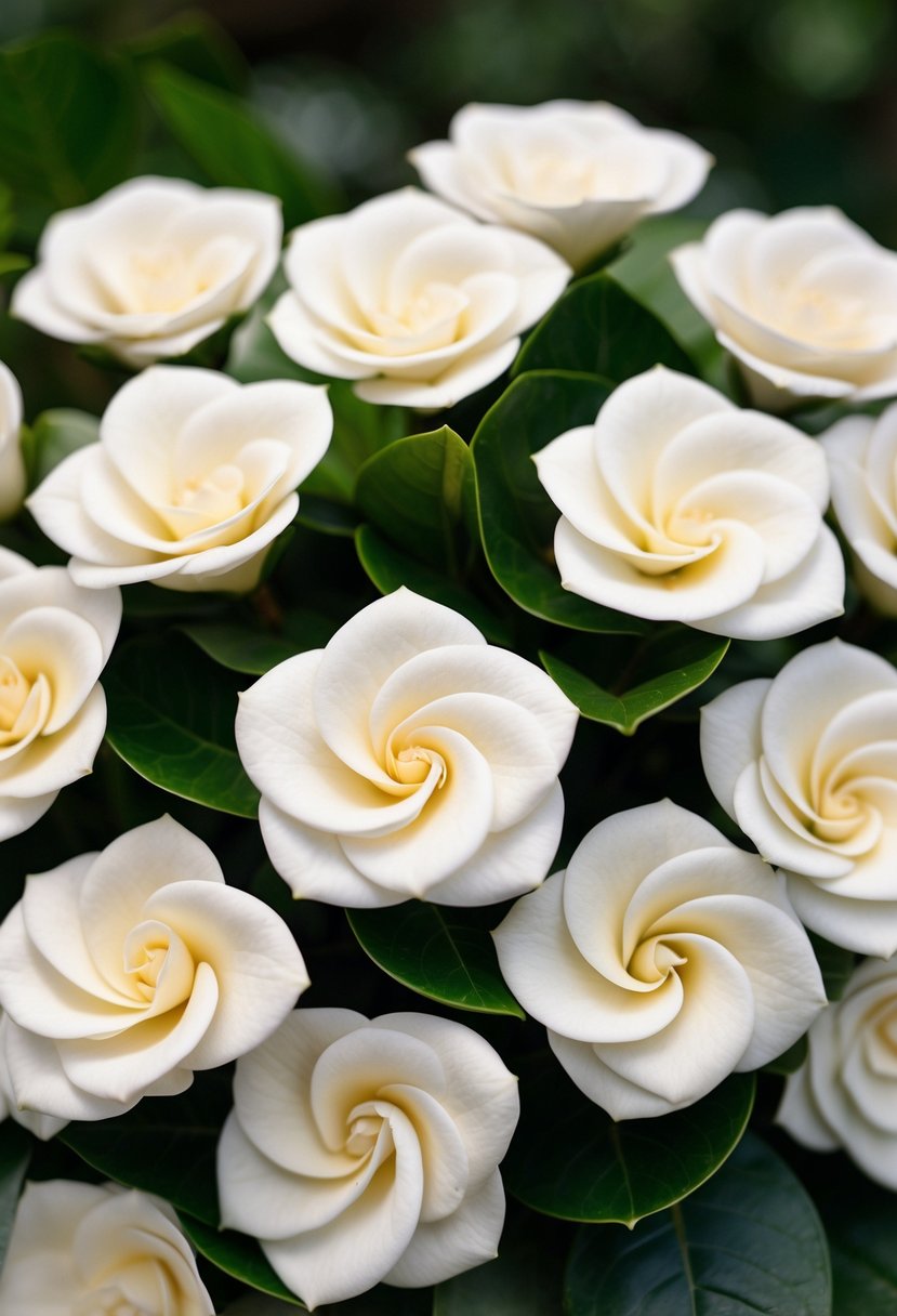 Gardenia blooms arranged in a delicate Korean-style wedding bouquet, exuding pure fragrance